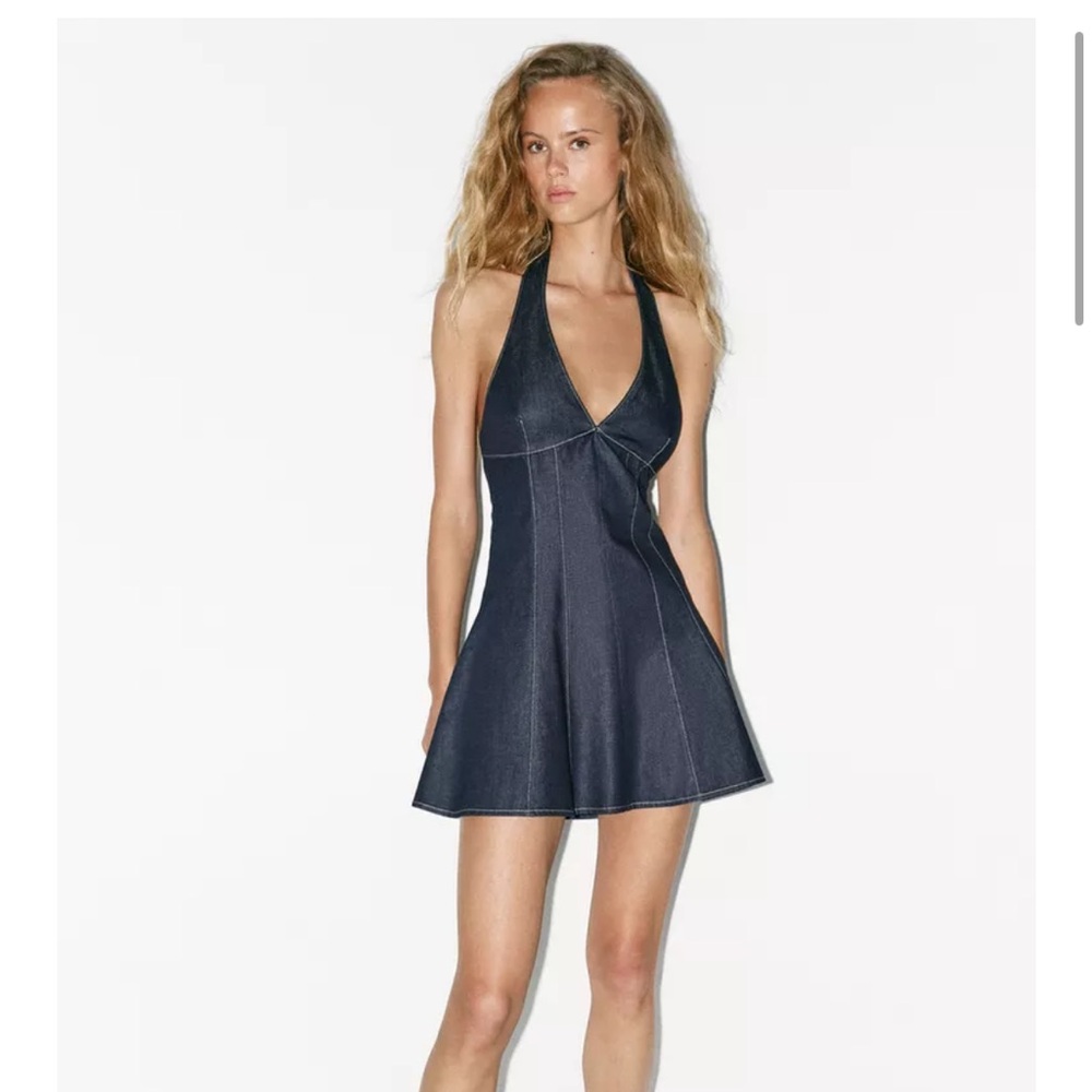 TRF Halter Denim Dress